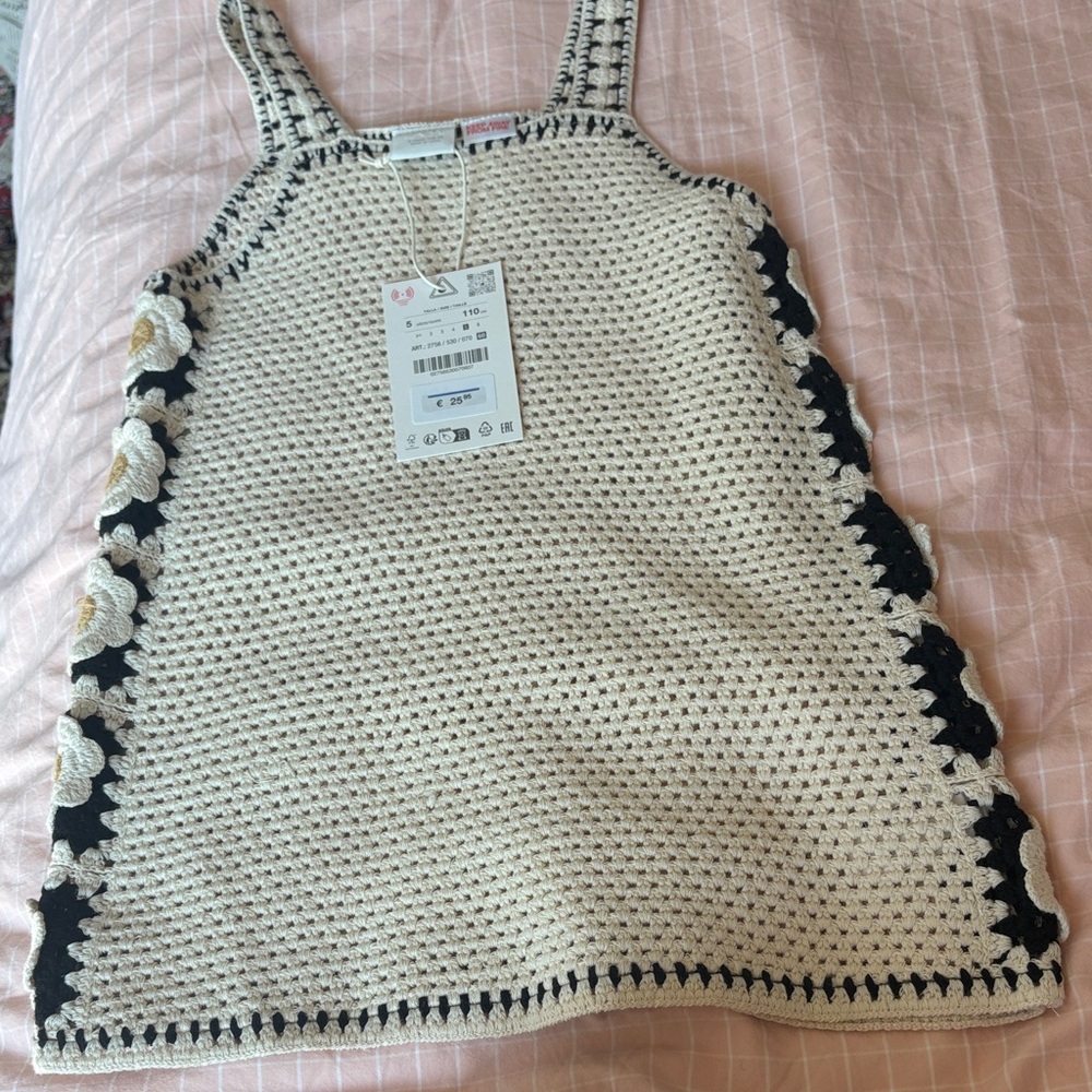 BNWT ZARA Crochet DRESS with Floral Accents SIZE 5